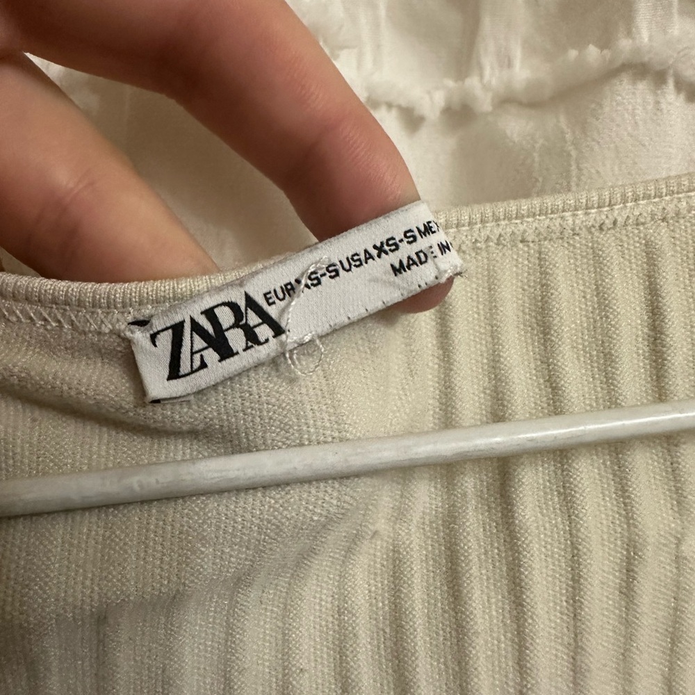 Women's Cream Ribbed Top - Picture 2 of 2